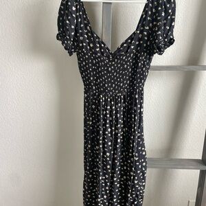 Billabong Black and Cream Floral Midi Dress